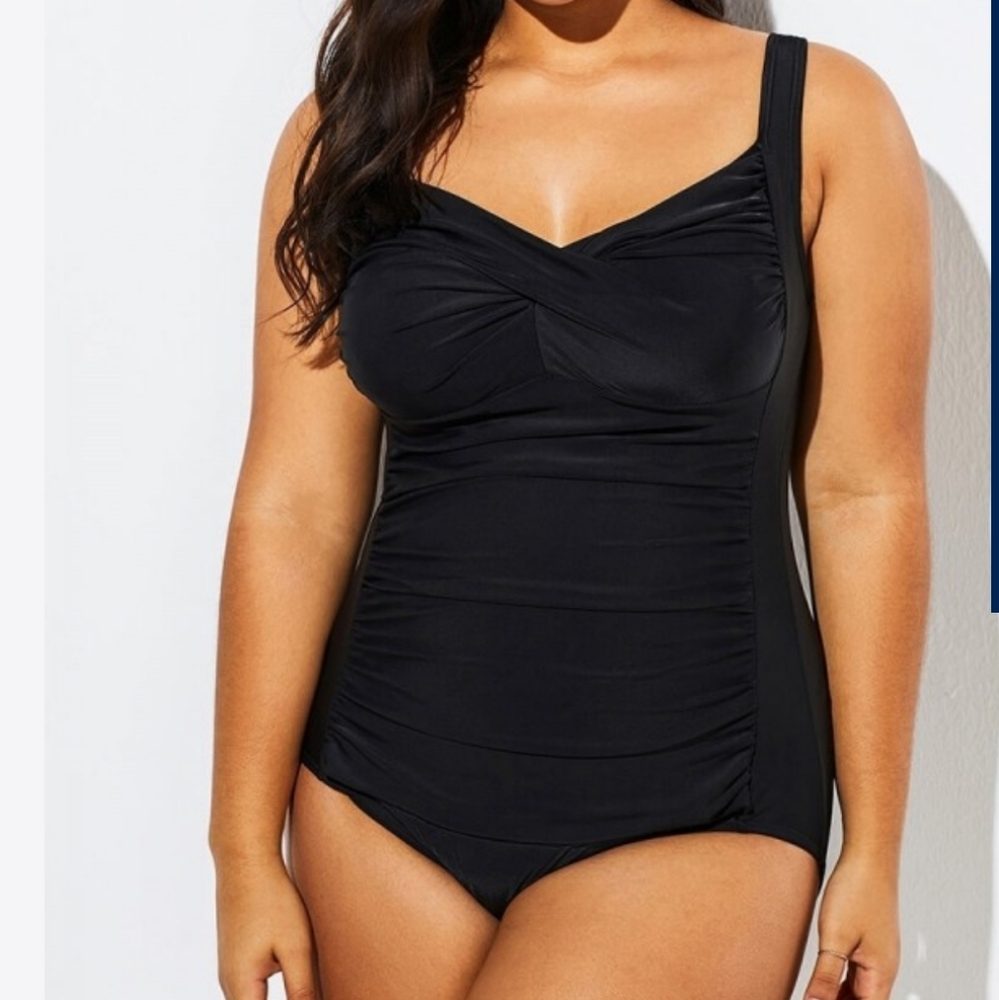 Black one-piece swimsuit
